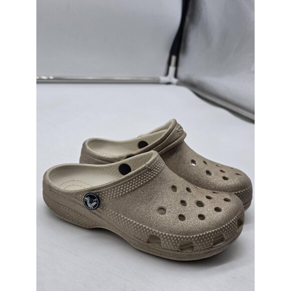 CROCS Other - Crocs Shoes Kids Size C11 Gold Glitter Classic Clog Sandals Slip On Comfort